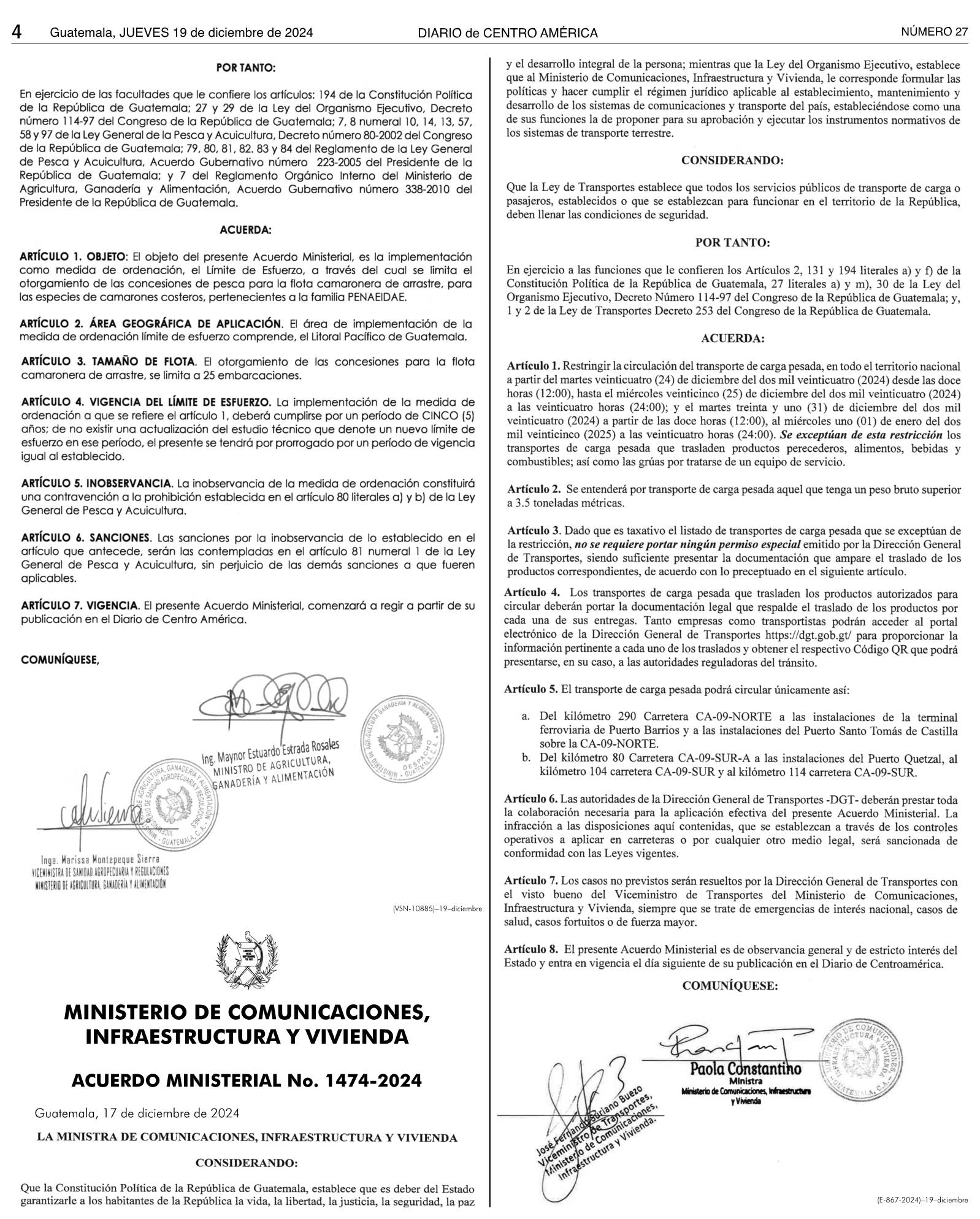 Se establecen horarios de circulación para el transporte de carga pesada en Navidad y Año Nuevo