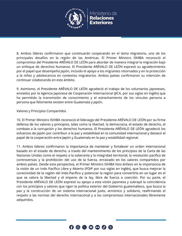 Comunicado del MINEX