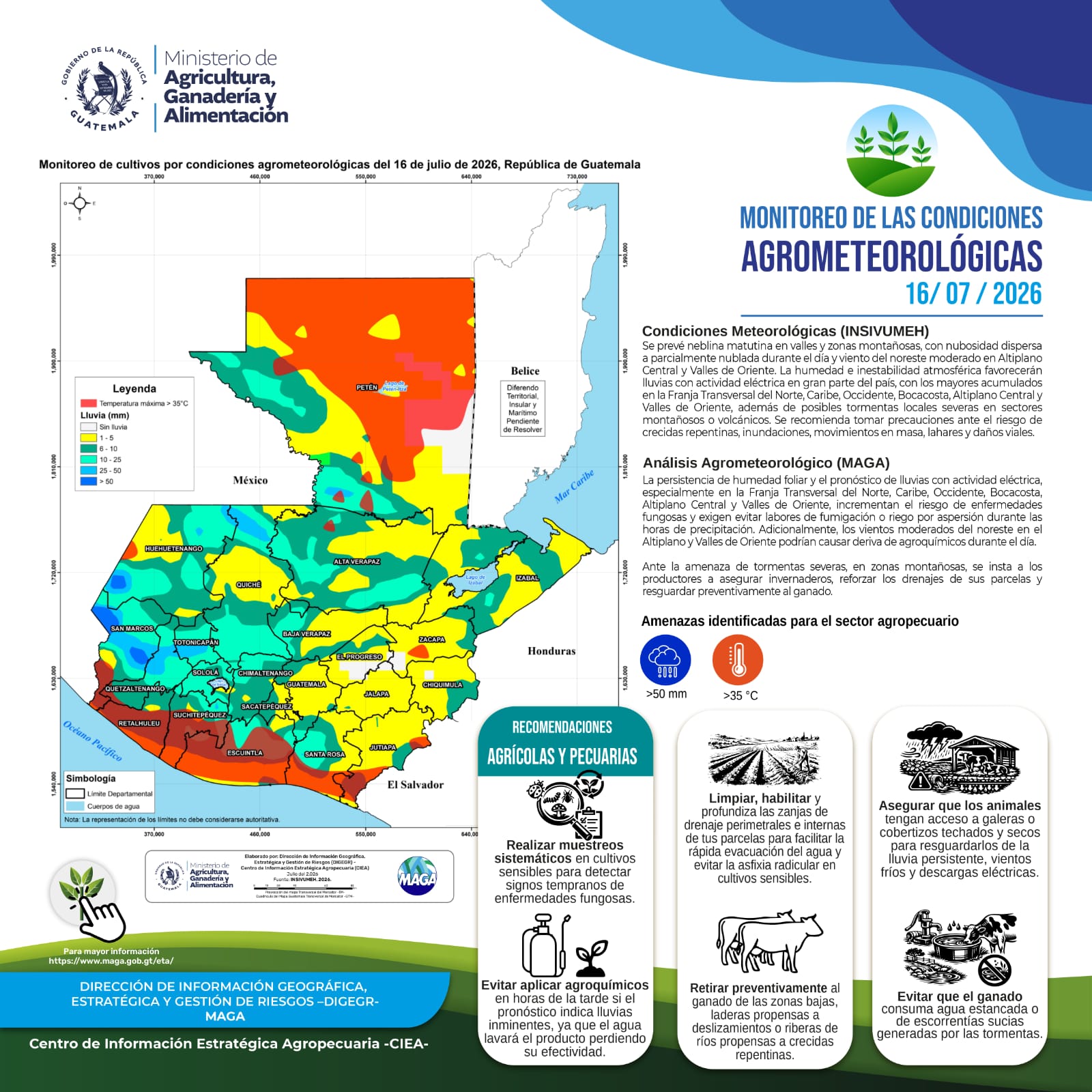 Reporte agroclimático del jueves 16 de julio 2026