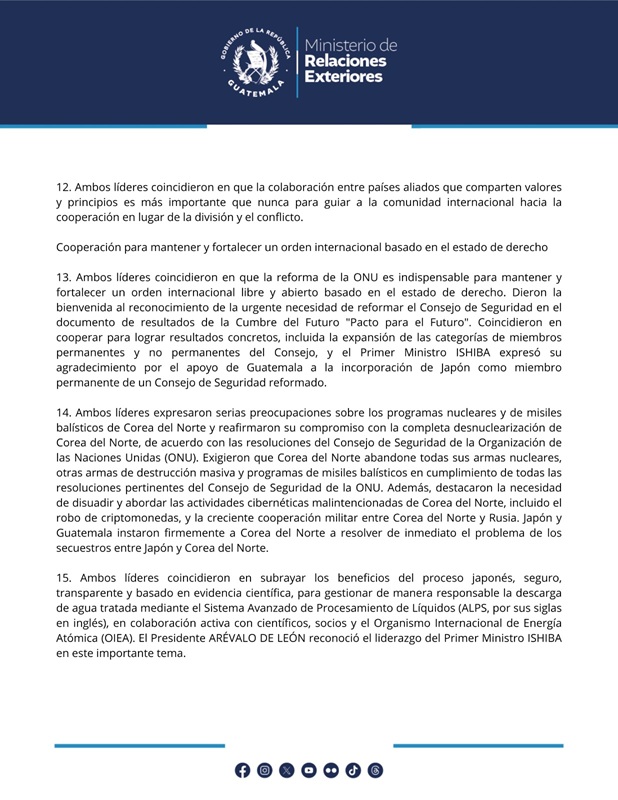 Comunicado del MINEX