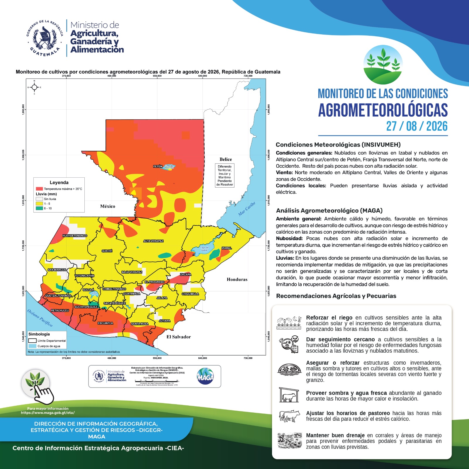 Reporte agroclimático del jueves 27 de agosto 2026
