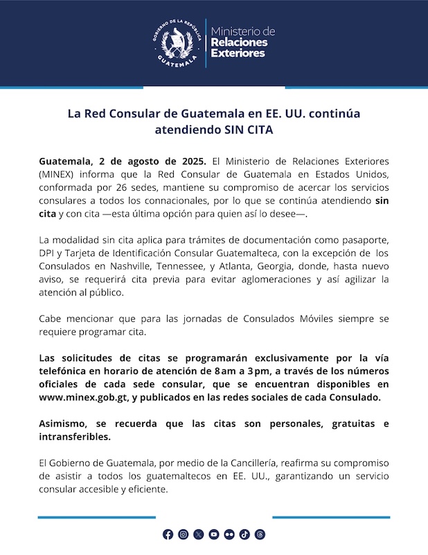 COMUNICADO DEL MINEX