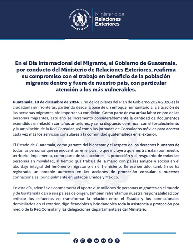 Comunicado del MINEX