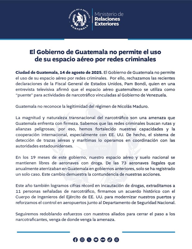 Comunicado del MINEX