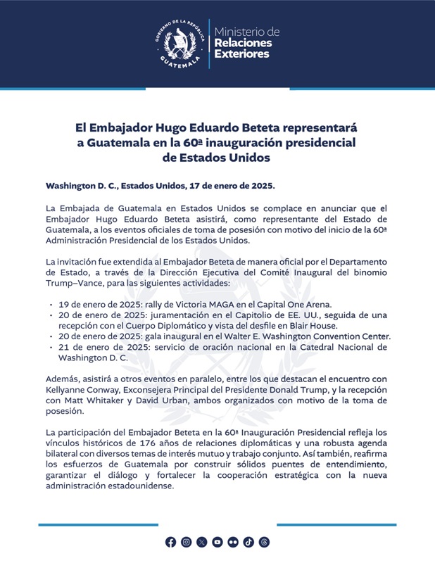 Comunicado del MINEX