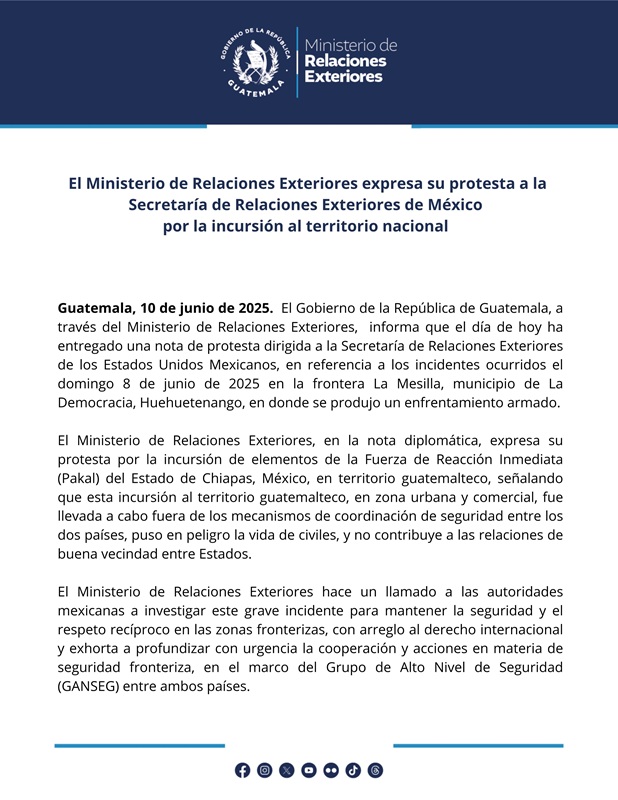 Comunicado del MINEX