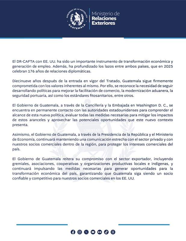 Comunicado del MINEX