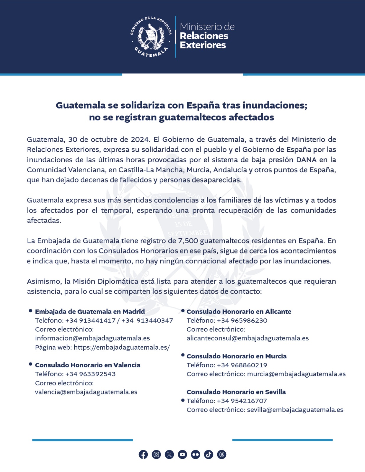 comunicado del Minex