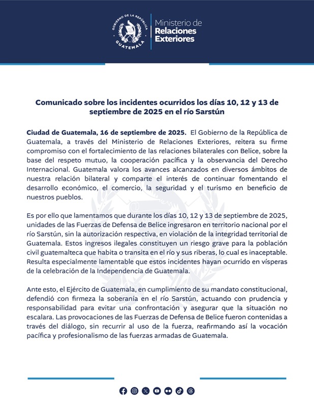 Comunicado del MINEX