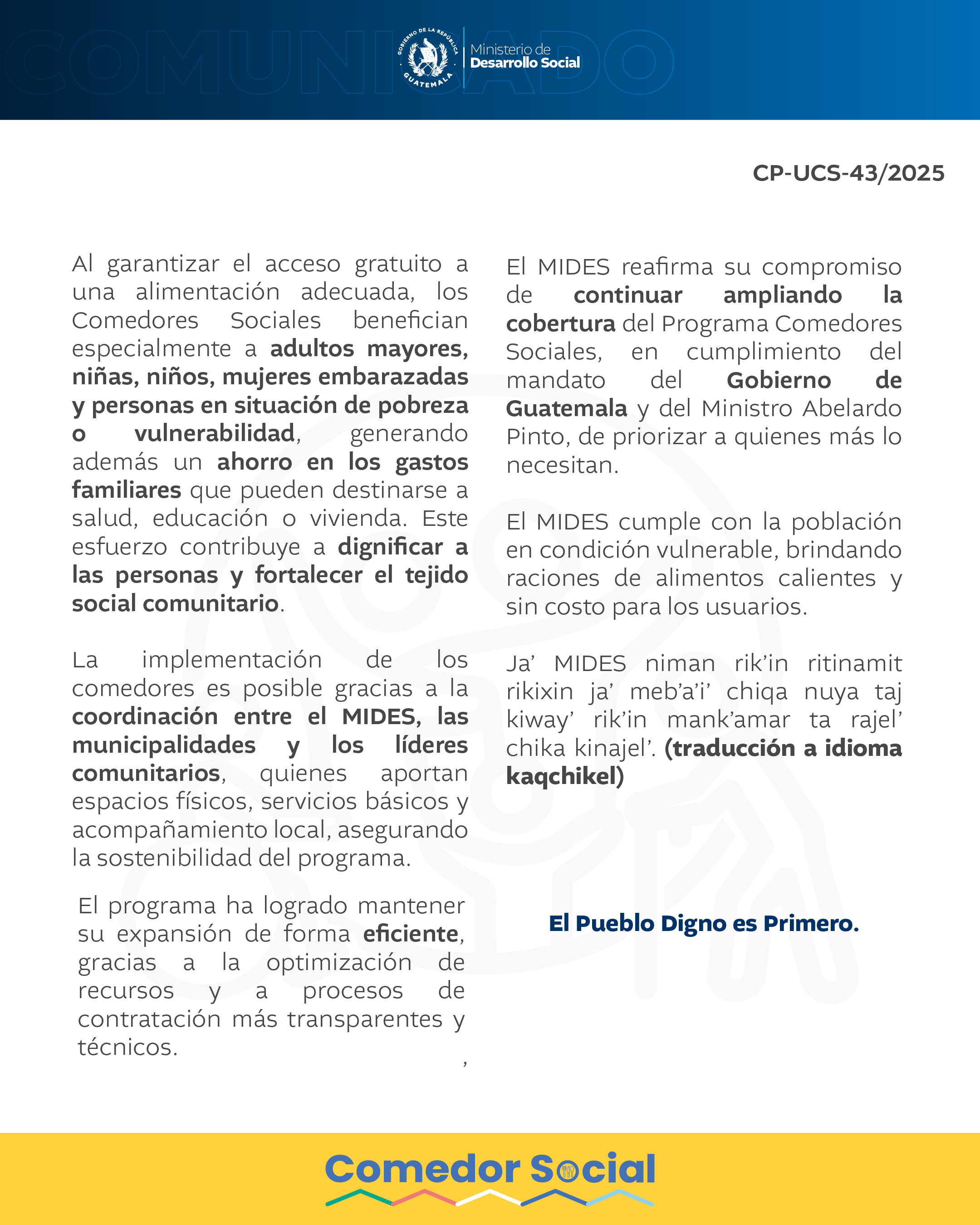 Comedor Social 110 en Santa Cruz La Laguna, Sololá