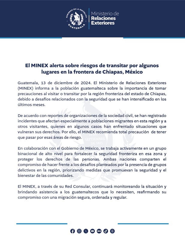 comunicado del MINEX