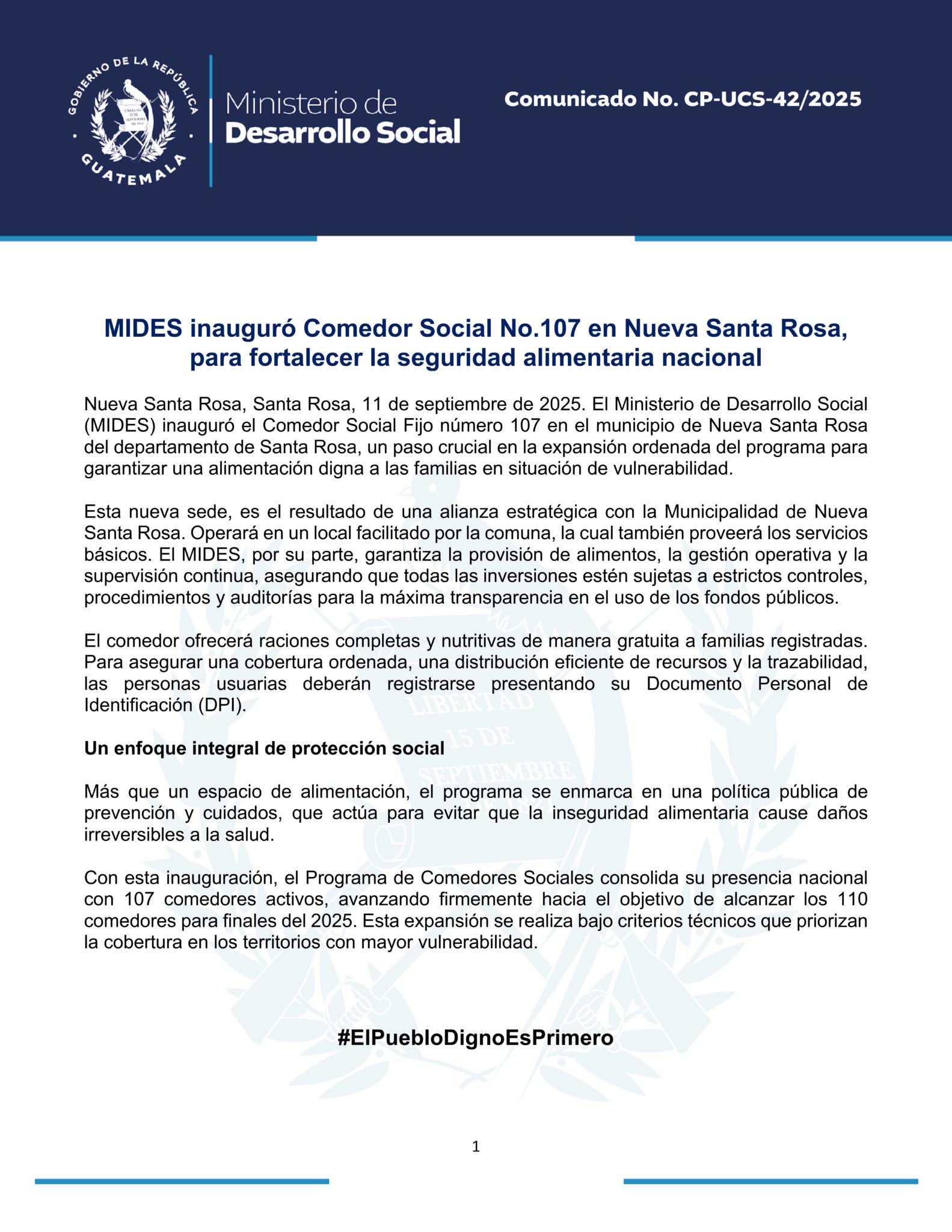 COMUNICADO NÚMERO 42