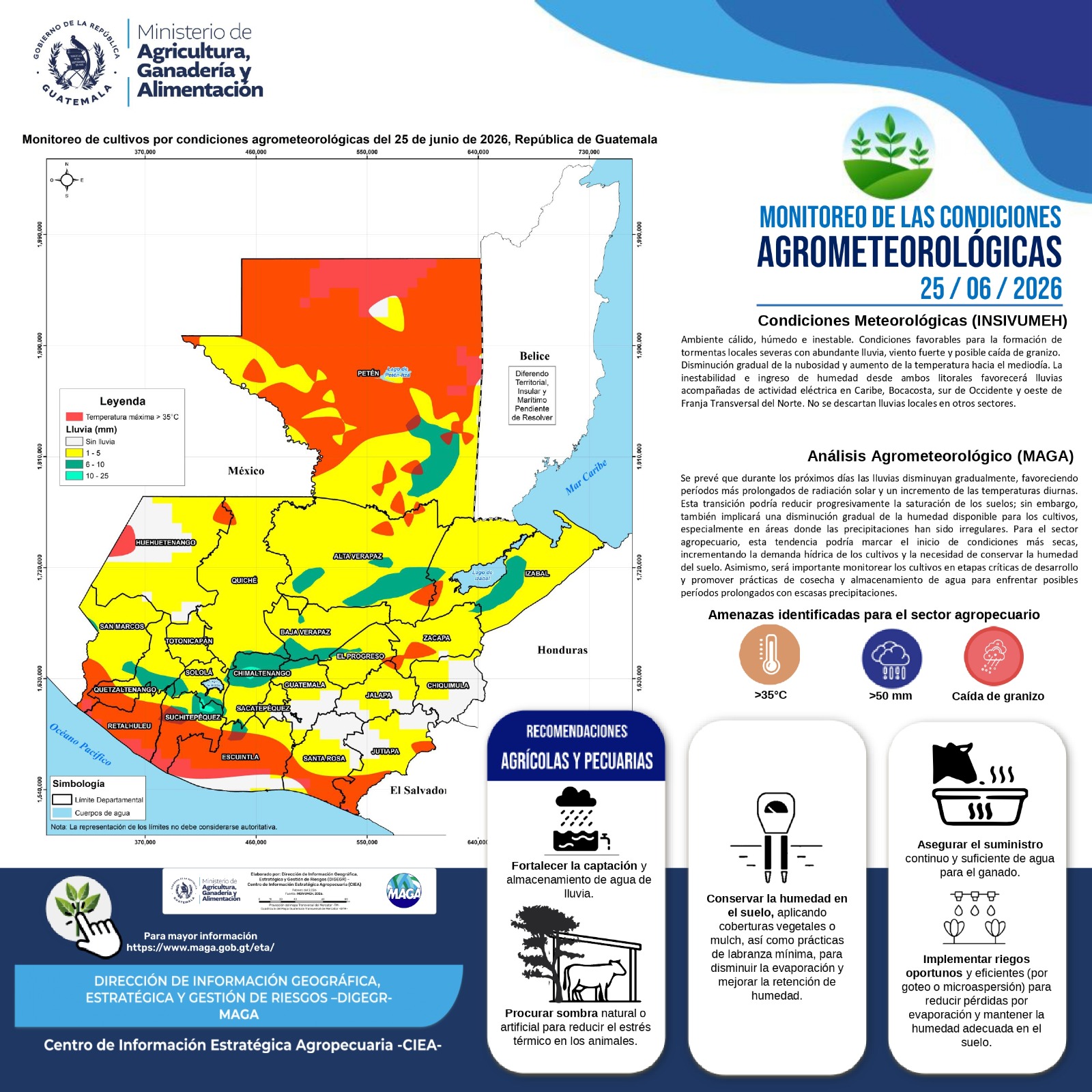 Reporte agrometereológico del jueves 25 de junio 2026