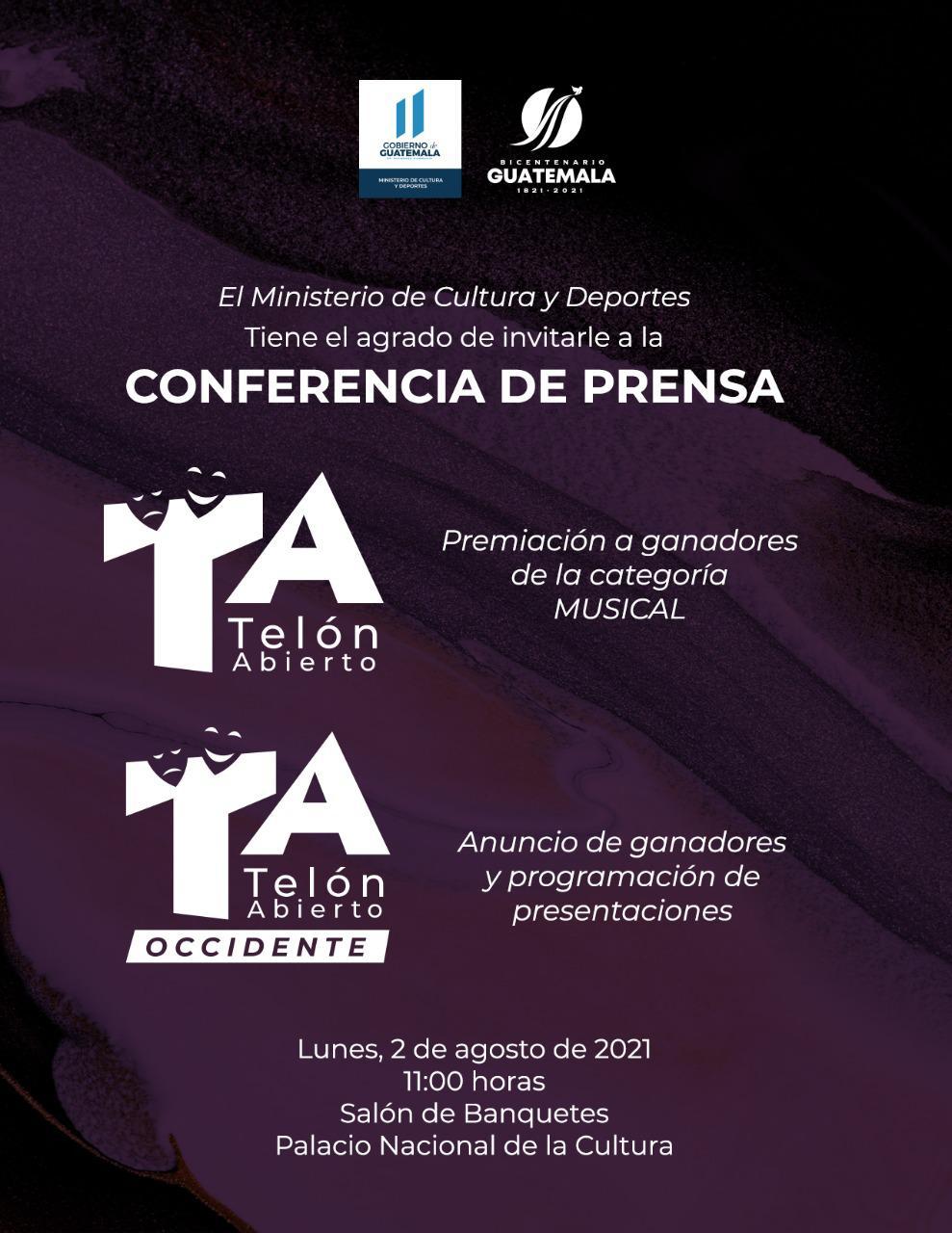 Conferencia de ganadores Telón Abierto musical y Telón Abierto Occidente