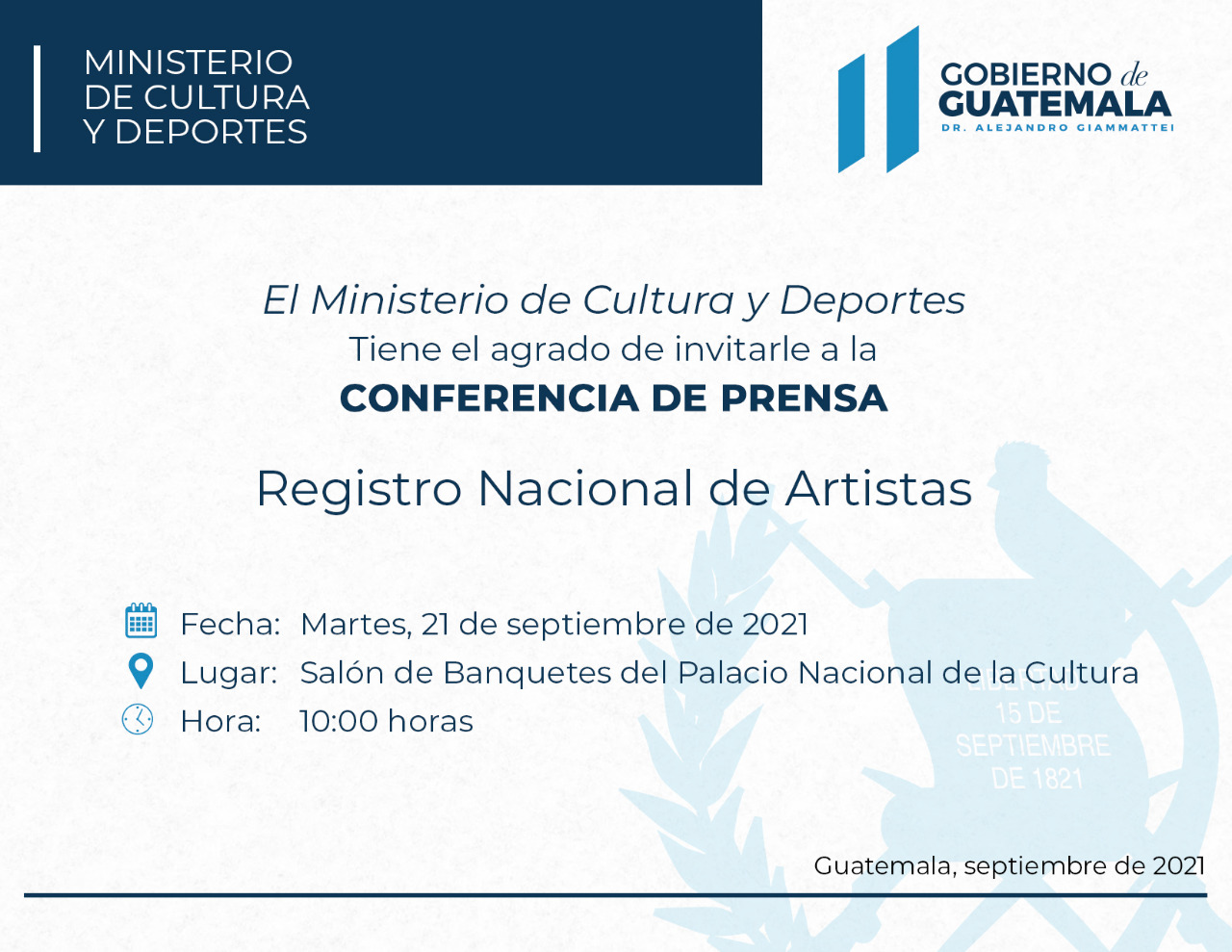 Conferencia de Prensa: Registro Nacional de Artistas