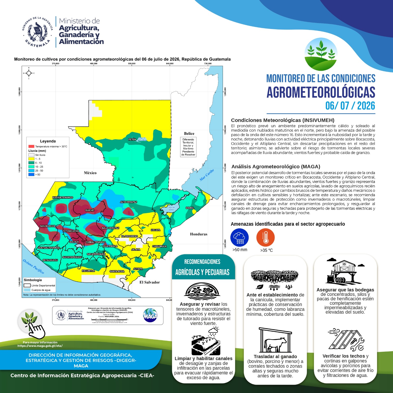 Reporte agroclimático del lunes 6 de julio 2026