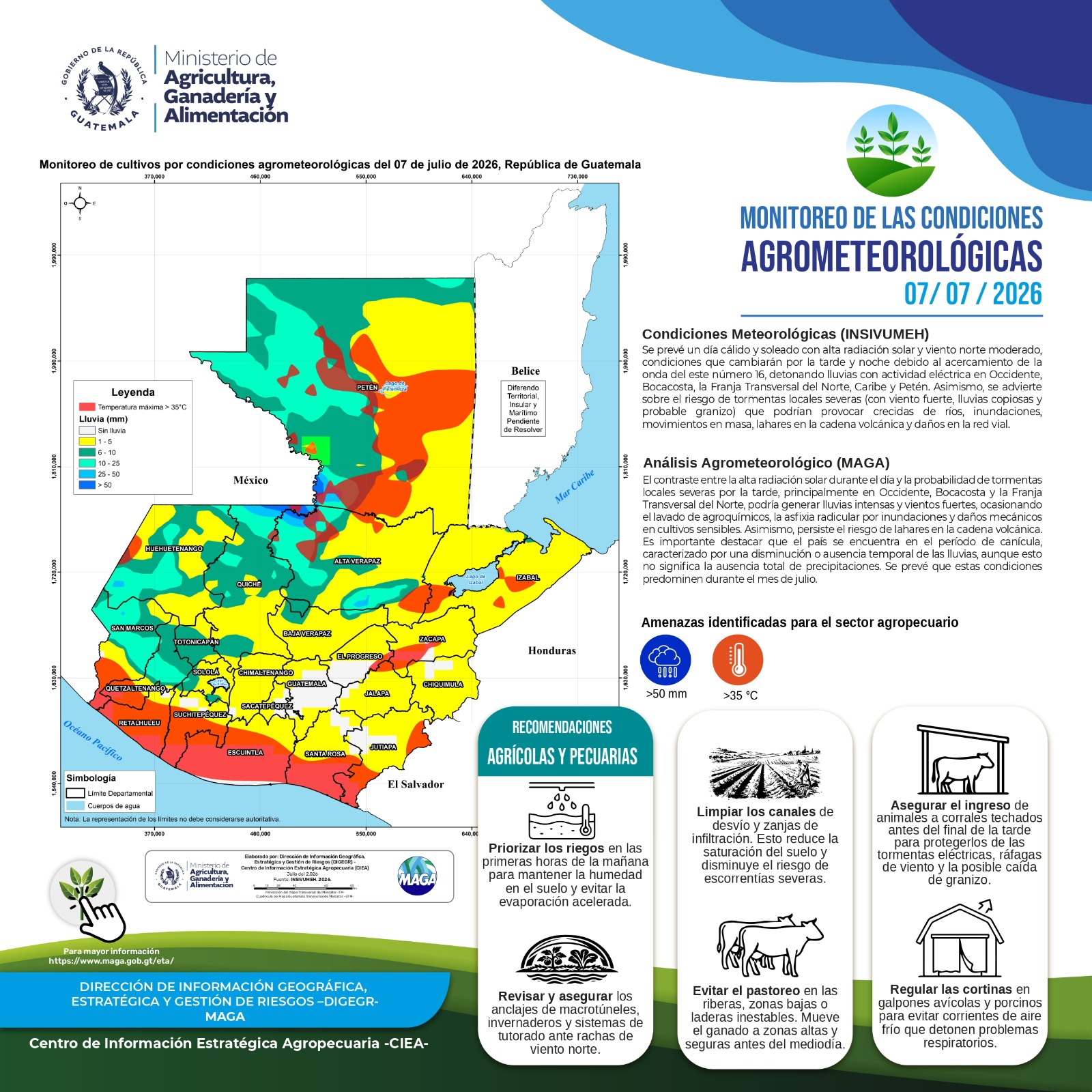 Reporte agroclimático del martes 7 de julio 2026