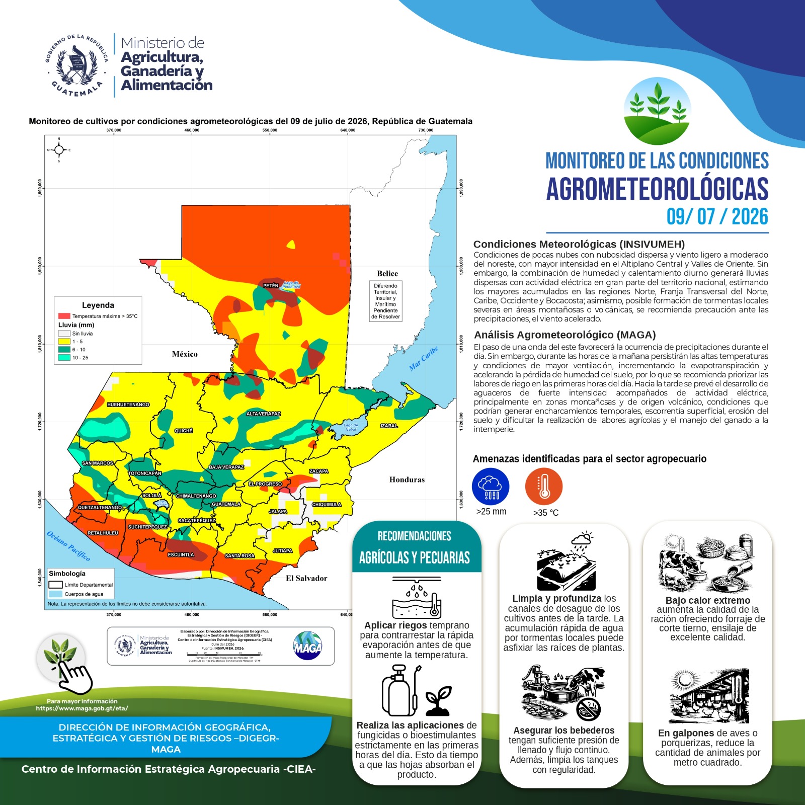 Reporte agroclimático del jueves 9 de julio 2026