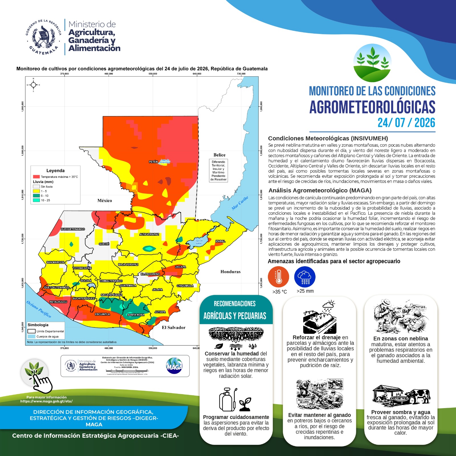 Reporte agroclimático del viernes 24 de julio 2026