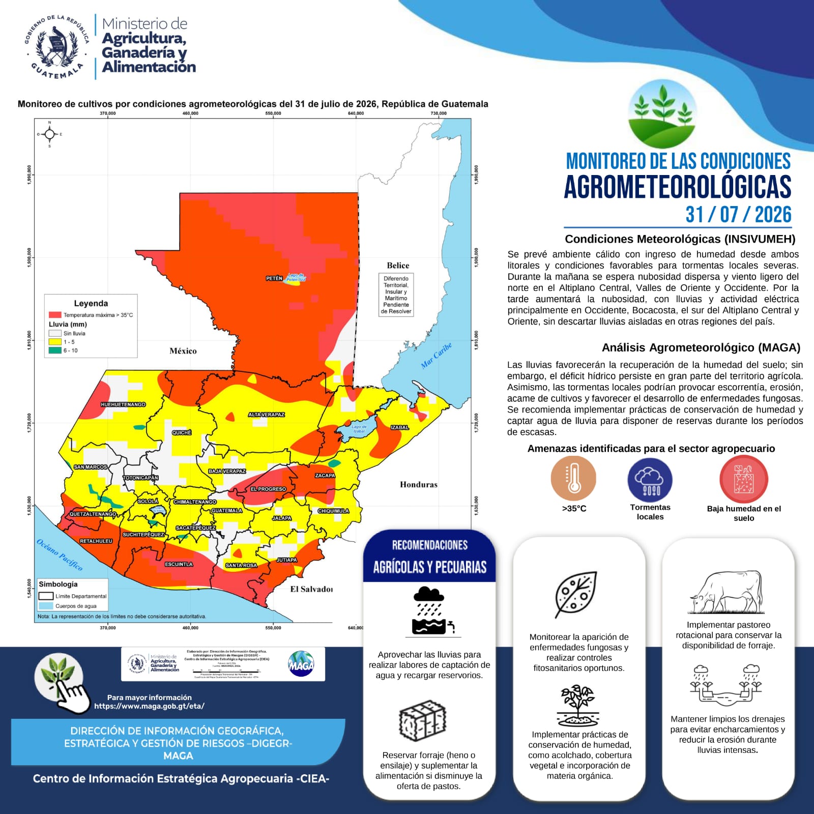 Reporte agroclimático del viernes 31 de julio 2026