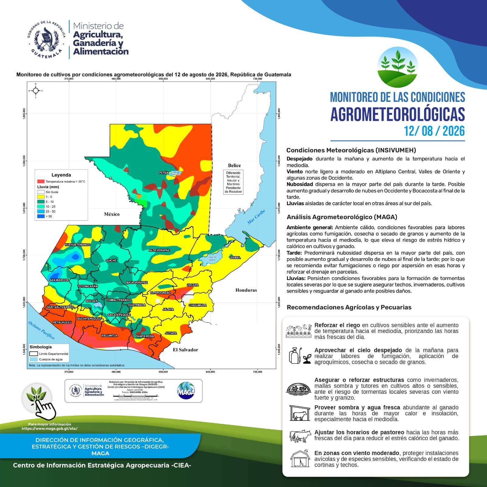 Reporte agroclimático del miércoles 12 de agosto 2026