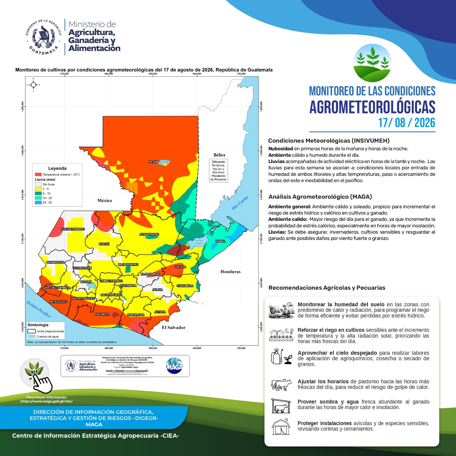 Reporte agroclimático del lunes 17 de agosto 2026