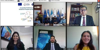 Autoridades aduaneras de Centromérica, durante la reunión virtual que marca el inicio del estudio sobre tiempos de despacho regional.