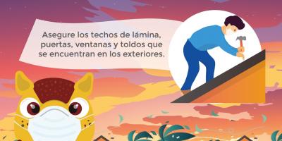 SE-CONRED recomienda asegurar techos de lámina, puertas, ventanas y toldos.