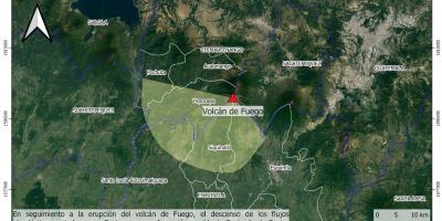 Dispersión de ceniza volcánica. Fuente: INSIVUMEH.