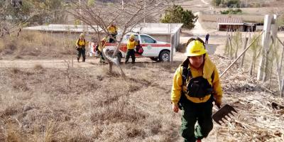 Brigada de Respuesta a Incendios Forestales –BRIF/GUA- de la CONRED se moviliza a un incendio forestal reportado en el departamento de Quiché. 