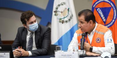 Secretario Ejecutivo de la CONRED brinda palabras de bienvenida al Banco Mundial, MINFIN, SEGEPLAN y SCEP.