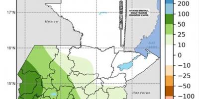 Pronóstico anomalía de precipitación para junio de 2022. Fuente: INSIVUMEH.