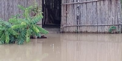 Inundación en la aldea Telemán, Panzós, Alta Verapaz.