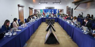 El ministro Rosales (Centro) presidió la reunión.