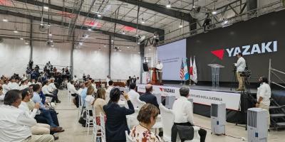 Presidente de la República Dr. Alejandro Giammattei, brinda su discurso en el inicio de operaciones de Yazaki