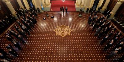 Presidente Bernardo Arévalo en saludo al Cuerpo Diplomático 