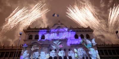Palacio Nacional proyección de mapping de la Revolución