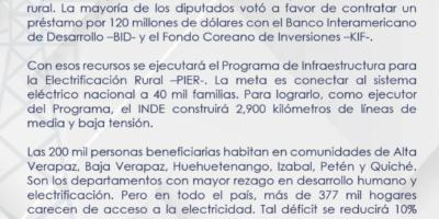 Comunicado oficial del INDE tras aval de Diputados en el financiamiento para electrificación rural.