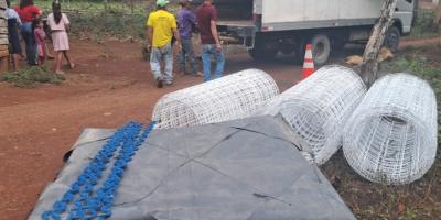 Entregamos materiales de construcción para desarrollar sistemas de riego en Petén