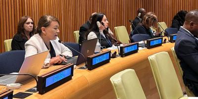 Subsecretaria de Cooperación, Iliana Peña, en su exposición durante el Foro del ECOSOC.