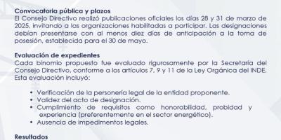 Comunicado oficial del INDE.