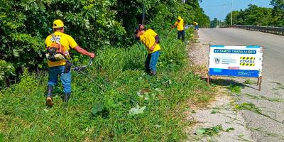 COVIAL trabaja en la limpieza y mantenimiento de la RN-24 en Petén