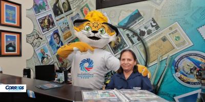  Balami, la mascota oficial de los XII Juegos Centroamericanos, visita Correos de Guatemala