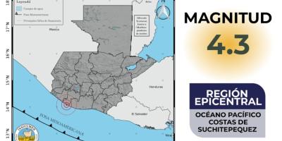  Sismo registrado frente a las costas de Suchitepéquez