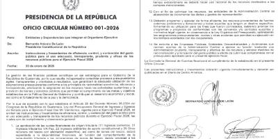 Presidencia emite lineamientos para contención del gasto público en 2026