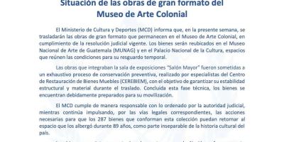 Situación de las obras de gran formato del Museo de Arte Colonial