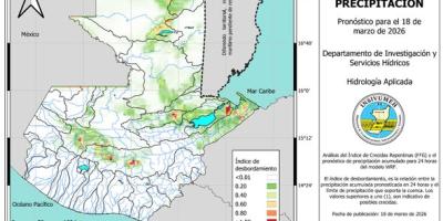 INSIVUMEH publica mapa de índice de crecidas repentinas para el 18 de marzo de 2026