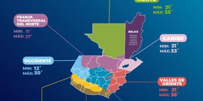 INSIVUMEH presenta pronóstico de temperaturas por regiones para el 11 de marzo de 2026