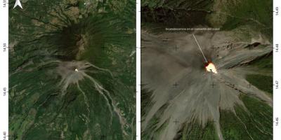 INSIVUMEH comparte imagen satelital nocturna del volcán de Fuego captada por Landsat 8