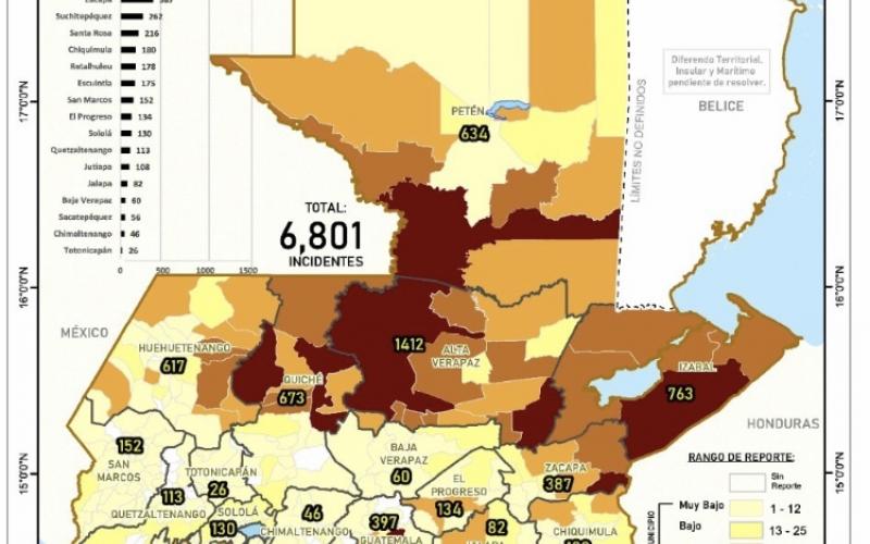 Incidentes (tipo hidrometeorológico) registrados por municipio del 2016 al 2020.